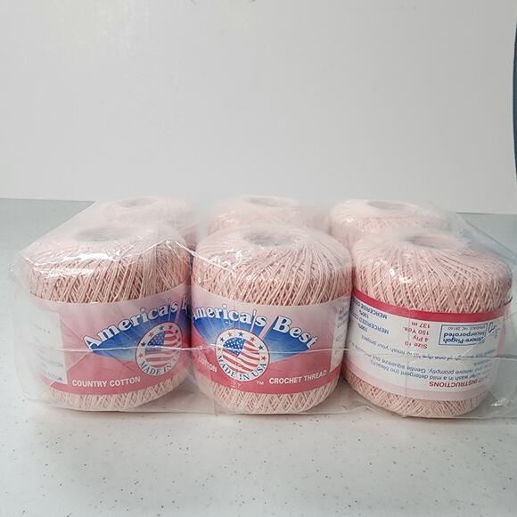6 Rolls Pale Pink #43 100% Cotton Size 10 Crochet Thread America's Best 150 Yd - Picture 1 of 3